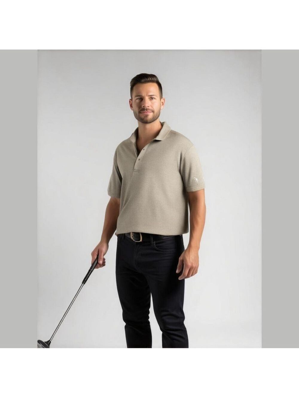 Puma Size 2x Golf Polo Short Sleeve Snaps Polyester Light Grey